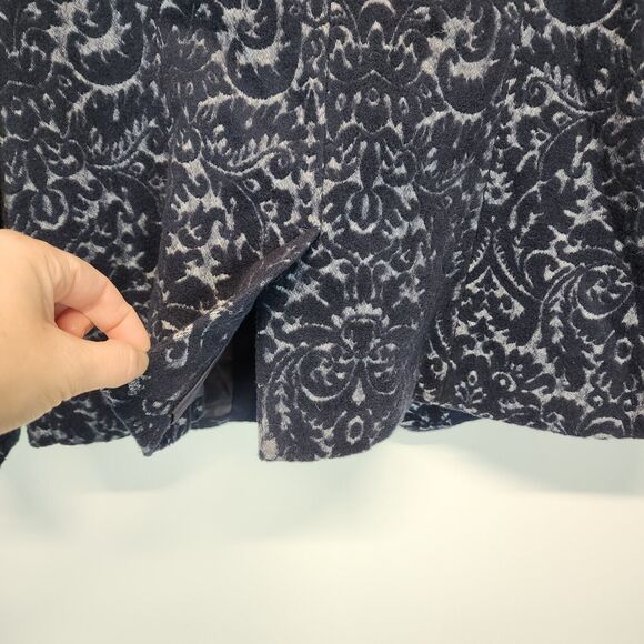 Cabi Filigree Jacquard Blazer Coat Size 12 Blue Wool Blend Lined Darted Waist - Picture 10 of 16